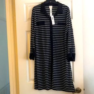 Chico’s black with white stripes tunic